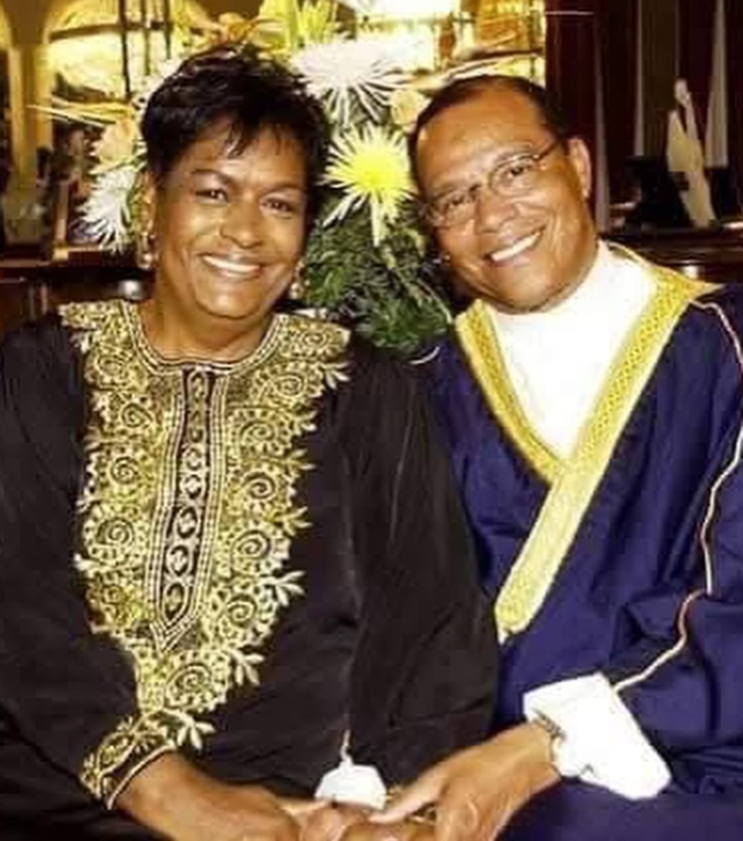 Mother Khadijah Farrakhan seated beside The Honorable Minister Louis Farrakhan.