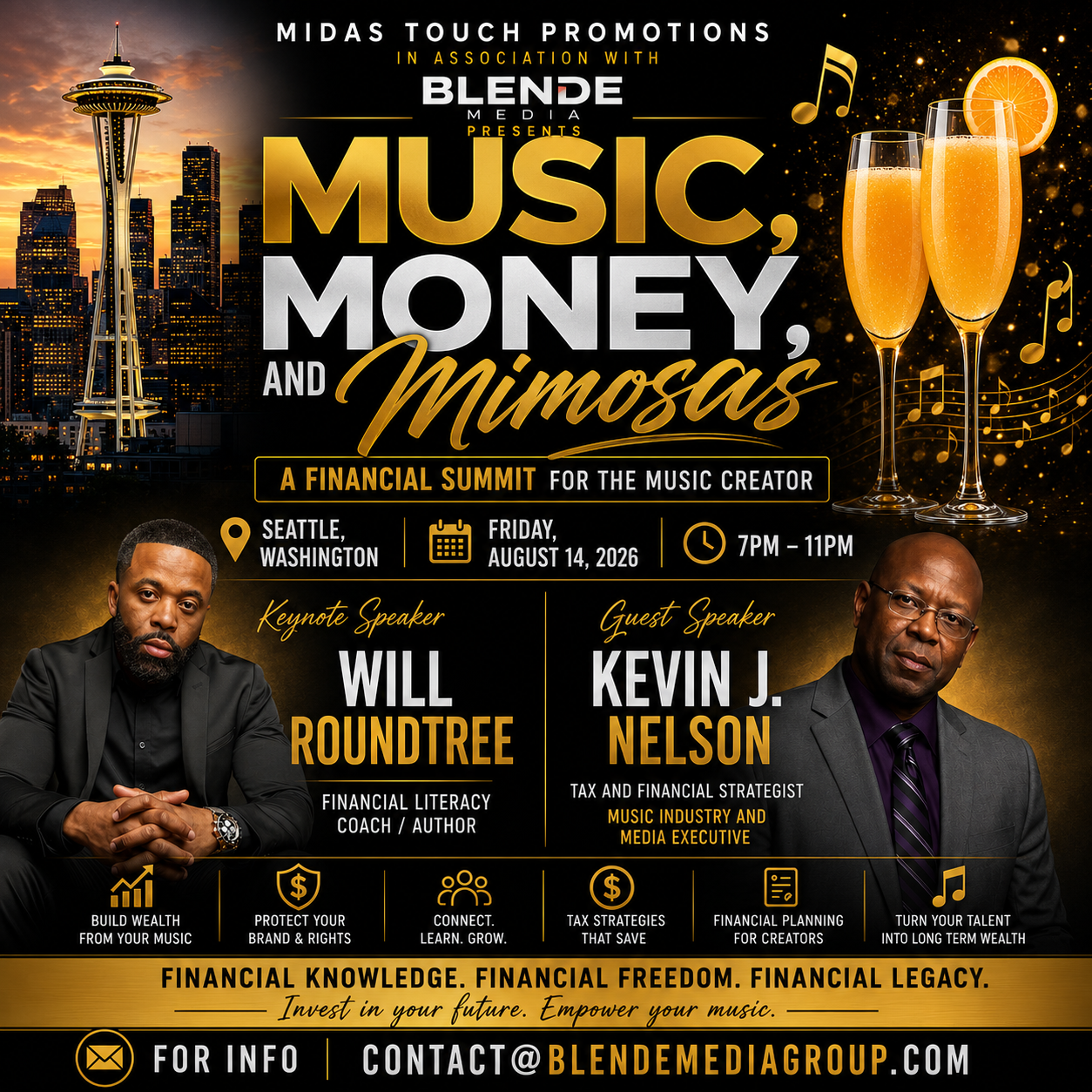 Music, Money, and Mimosas — A Financial Summit for the Music Creator, Friday August 14, 2026 in Seattle, Washington