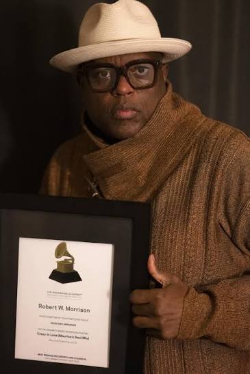 Rob &ldquo;Diggy&rdquo; Morrison holding a Recording Academy certificate under the name Robert W. Morrison.